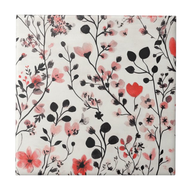 Rustikale rosafarbene Blumenleinwand-Dekoration (1 Fliese (Vorderseite)
