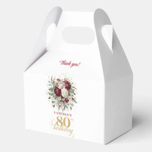 Rustikale Rosafarbene Burgunderrote 80. Geburtstag Geschenkschachtel