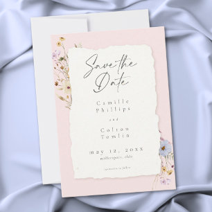 Rustikale Rosarote Romantische Wildblumen-Hochzeit Save The Date