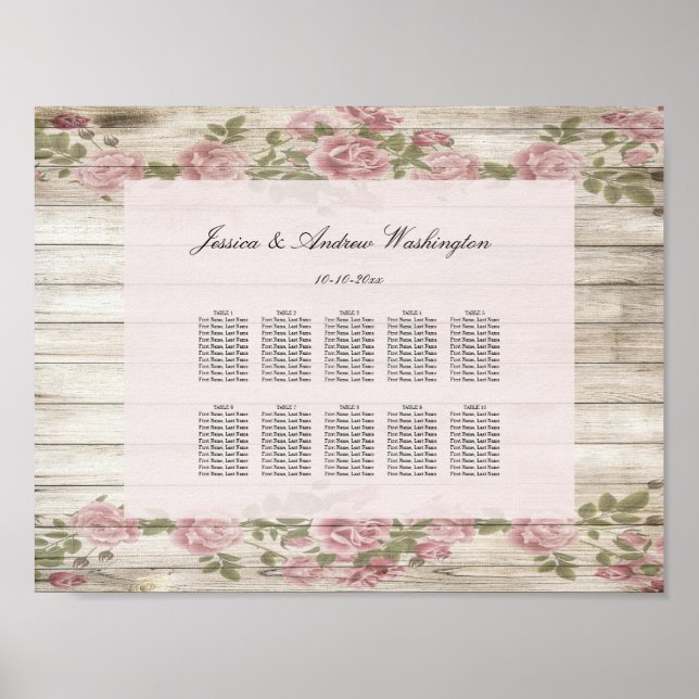 Rustikale Rose auf der Sitzkarte für Holz Poster (Vorne)