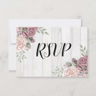 Rustikale Rose aus Holz RSVP Karte