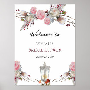Rustikale Rose & Brautparty Willkommen Poster