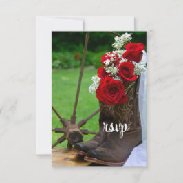 Rustikale Rose Cowboy Boots Country Wedding UAWG RSVP Karte