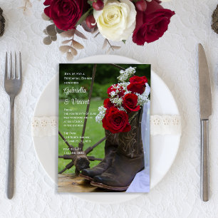Rustikale Rose Cowboy Boots Hochzeit Probe Dinner Einladung