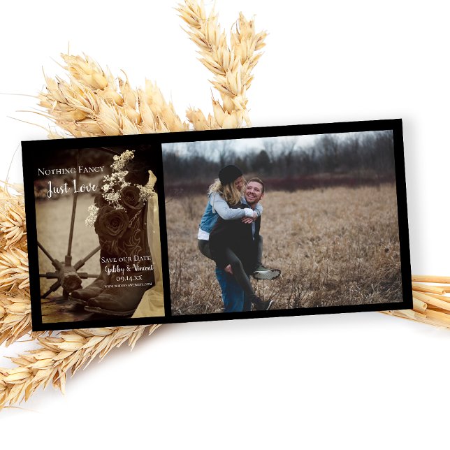 Rustikale Rose Cowboy Boots Sepia Wedding Save The Date (Von Creator hochgeladen)