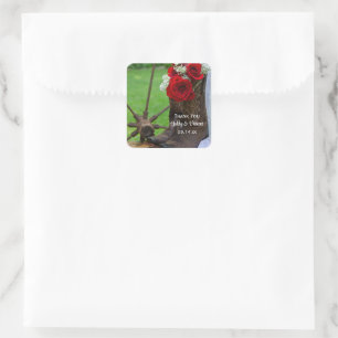 Rustikale Rose Cowboy Boots Wedding Danke Tag Quadratischer Aufkleber