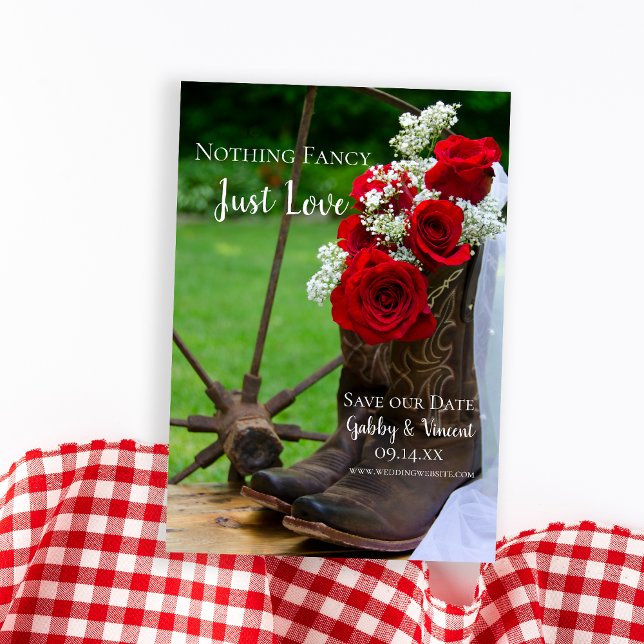 Rustikale Rose Cowboy Boots Western Hochzeit Save The Date (Von Creator hochgeladen)