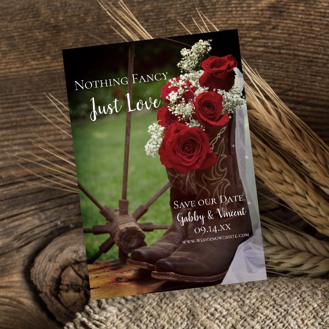 Rustikale Rose Cowboy Boots Western Hochzeit Save The Date (Von Creator hochgeladen)
