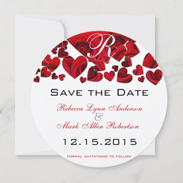 Rustikale Rose des Roten Herzens, die das Datum ho Save The Date (Vorderseite)
