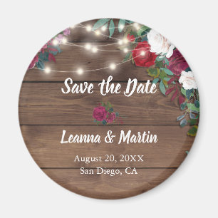 Rustikale Rose, die Licht Save the Date hellt Magnet