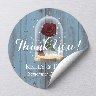 Rustikale Rose Dome Dusty Blue Wedding Runder Aufkleber