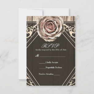 Rustikale Rose Elegante Light Wood Wedding RSVP Ca