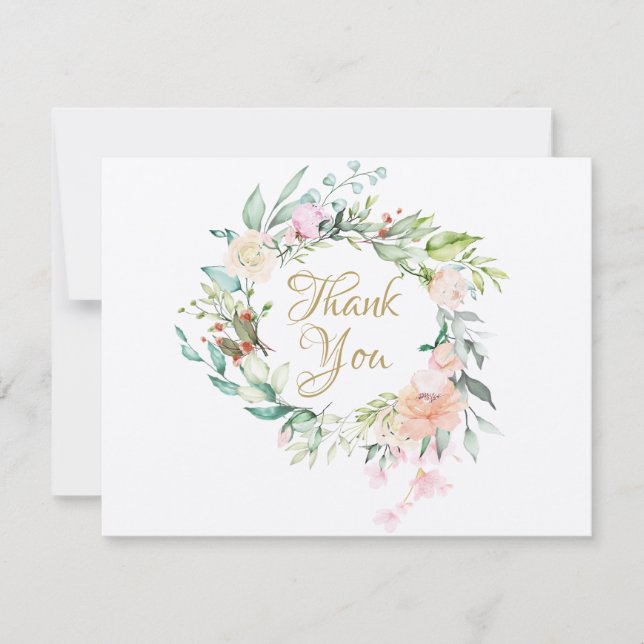 Rustikale Rose Garland Business dank Karte (Vorderseite)