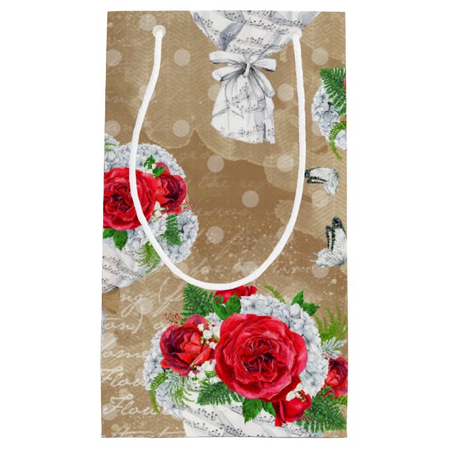 Rustikale Rose Geschenktasche Kleine Geschenktüte (Vorderseite)