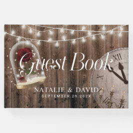 Rustikale Rose Glaskuppel Hochzeit Gästebuch