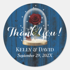 Rustikale Rose Glaskuppel Hochzeitsfeier Runder Aufkleber