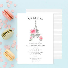 Rustikale Rose Glitzer Eiffel Paris Minimal Sweet Einladung