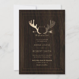 Rustikale Rose Gold Antlers Arrow Hochzeit Einladung