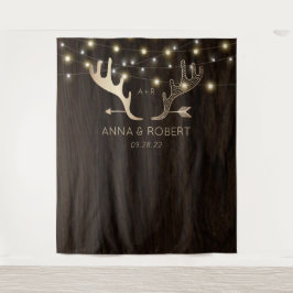 Rustikale Rose Gold Antlers Arrow Hochzeit Wandteppich