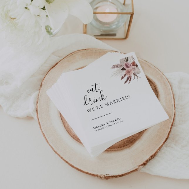 Rustikale Rose Gold Eat Drink Wir sind Verheiratet Serviette (Von Creator hochgeladen)