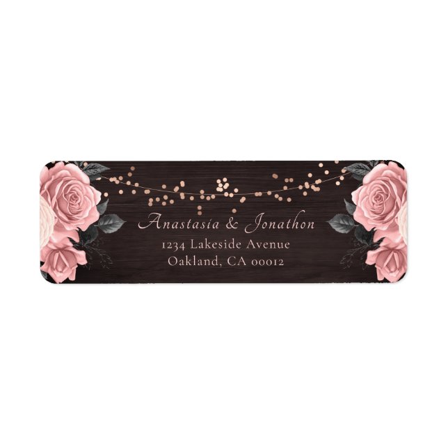 Rustikale Rose Gold Floral String Lights Hochzeit (Vorne)