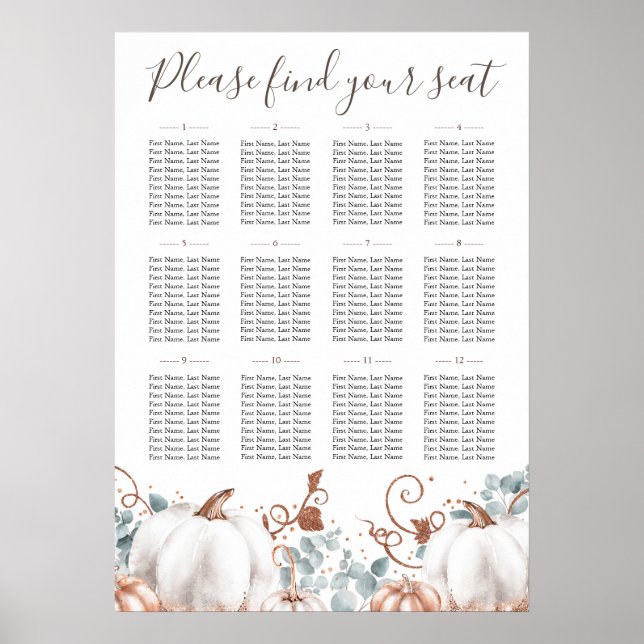Rustikale Rose Gold Pumpkins Hochzeitskarte Poster (Vorne)