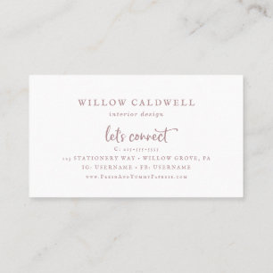 Rustikale Rose Gold Script Business Card Visitenkarte