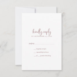 Rustikale Rose Gold Script Einfache RSVP Karte