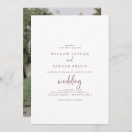 Rustikale Rose Gold Script Foto Hochzeit Einladung