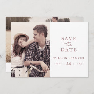 Rustikale Rose Gold Script Foto Save the Date