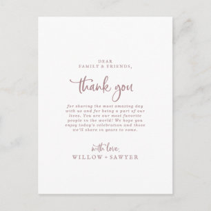 Rustikale Rose Gold Script Vielen Dank Empfang Car Postkarte