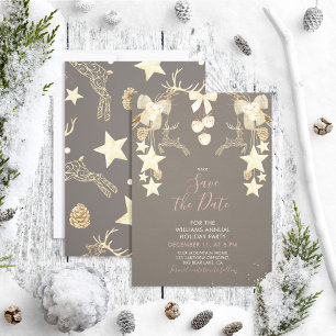 Rustikale Rose Gold Weihnachts-Party Save the Date