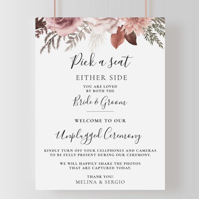 Rustikale Rose Goldblume Hochzeit ohne Stecker Zer Poster (Von Creator hochgeladen)