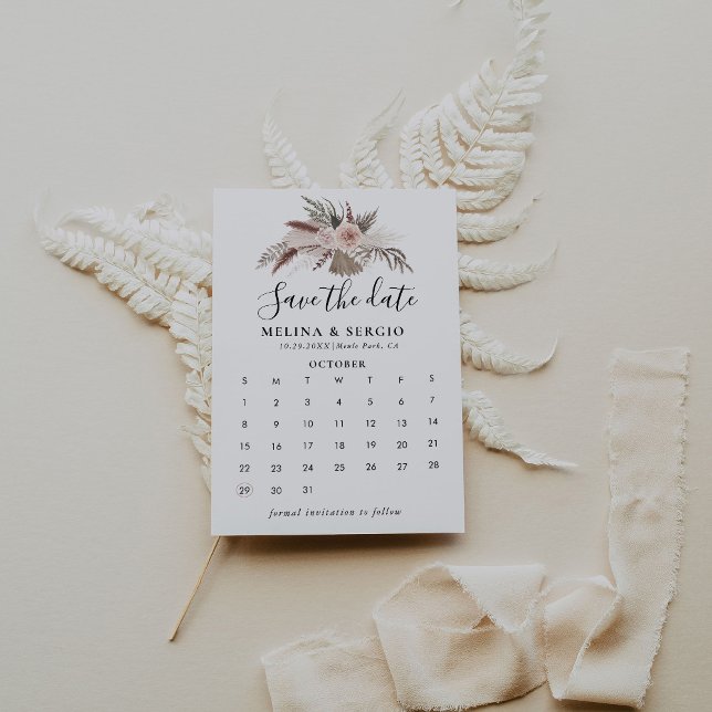 Rustikale Rose Goldener Blumenkalender Save the Da Date (Von Creator hochgeladen)