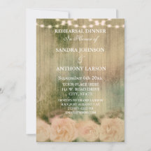 Rustikale Rose Hochzeit Probe Einladung