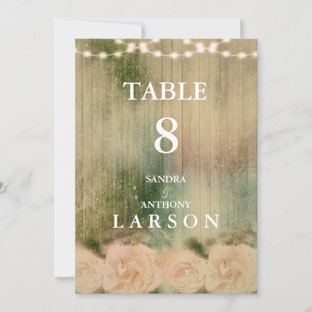 Rustikale Rose Hochzeiten Tischnummern (Vorderseite)