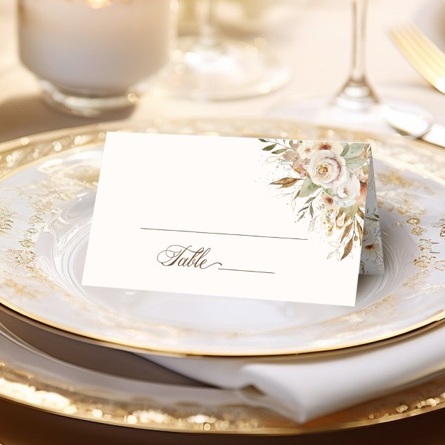 Rustikale Rose im Herbst Botanisches Skript Platzkarte (Von Creator hochgeladen)