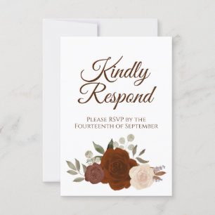 Rustikale Rose im Herbst Rostbrust RSVP Karte