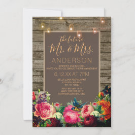 Rustikale Rose Mason Jar String Light Verlobung Einladung