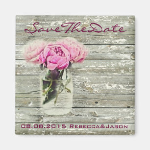 rustikale Rose Masson Glas Hochzeit speichern Sie  Magnet
