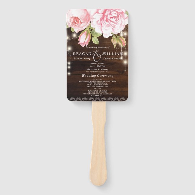 Rustikale Rose mit Holzsaitenleuchten Fächer (Vorderseite)