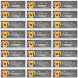 Rustikale Rose Sunflower Wedding Guest Address Lab Aufkleber