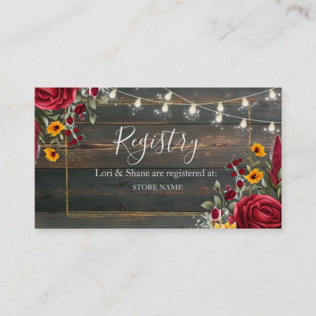 Rustikale Rose und Aster-Hochzeitskanzlei Begleitkarte (Vorderseite)