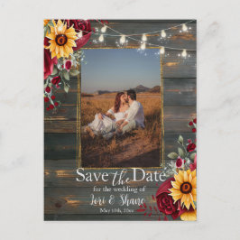 Rustikale Rose und Aster Save the Date Foto Postkarte