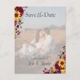 Rustikale Rose und Aster Save the Date Foto Postkarte
