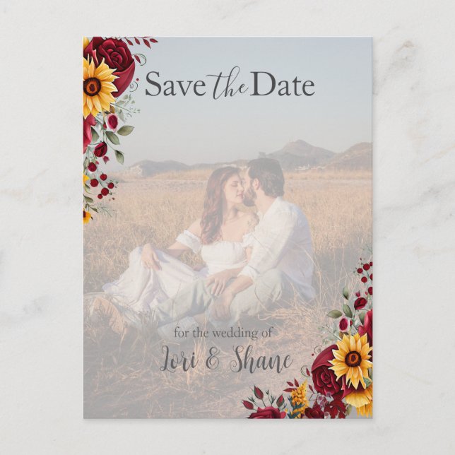 Rustikale Rose und Aster Save the Date Foto Postkarte