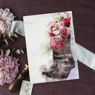 Rustikale Rose und Cowboy Boots Hochzeit Danke