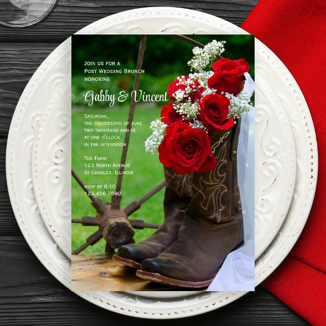 Rustikale Rose und Cowboy Boots Post Wedding Brunc Einladung (Von Creator hochgeladen)