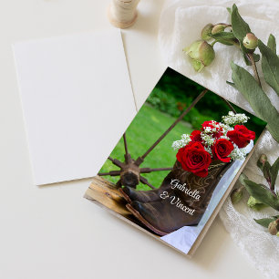 Rustikale Rose und Cowboystiefel für Hochzeitsnoti Einladung