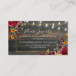 Rustikale Rose und Hochzeit Begleitkarte